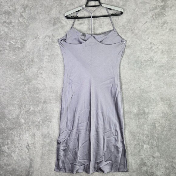 Womens Express Lavender Midi Satin Slip Dress Spaghetti Straps Cowl Neck Size M - Picture 4 of 7